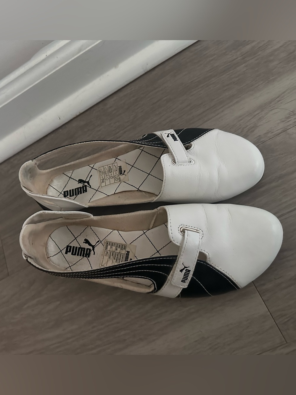 Puma Vintage Y2K Leather Mary Jane Ballet Flats Black White Colorblock Women’s 8 - Picture 4 of 7